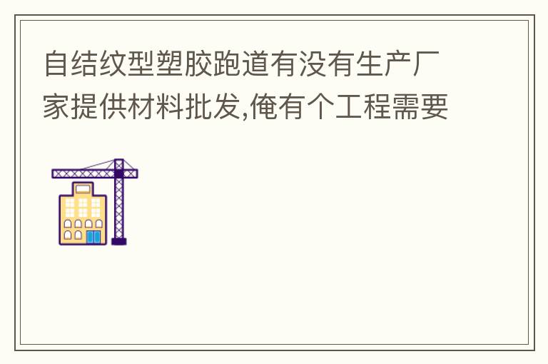 自結(jié)紋型塑膠跑道有沒有生產(chǎn)廠家提供材料批發(fā),俺有個工程需要施工方案,施工方法,有沒有施工工藝提供？