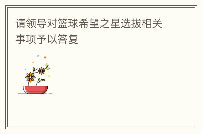 請領(lǐng)導(dǎo)對籃球希望之星選拔相關(guān)事項予以答復(fù)