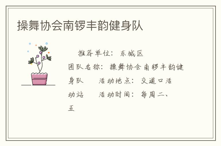 操舞協(xié)會南鑼豐韻健身隊(duì)