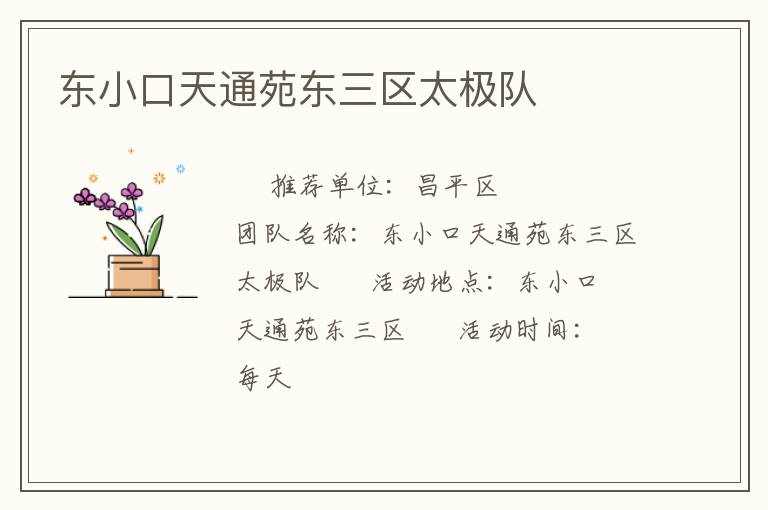 東小口天通苑東三區(qū)太極隊