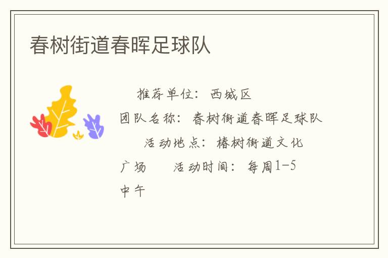 春樹街道春暉足球隊(duì)