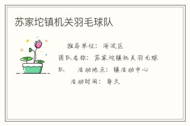 蘇家坨鎮(zhèn)機關(guān)羽毛球隊