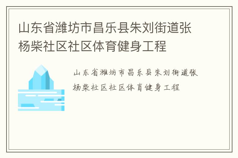 山東省濰坊市昌樂(lè)縣朱劉街道張楊柴社區(qū)社區(qū)體育健身工程