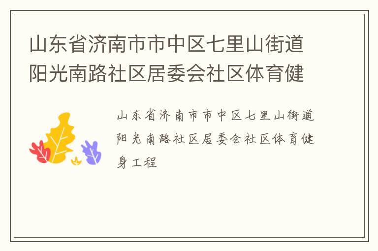山東省濟(jì)南市市中區(qū)七里山街道陽光南路社區(qū)居委會社區(qū)體育健身工程