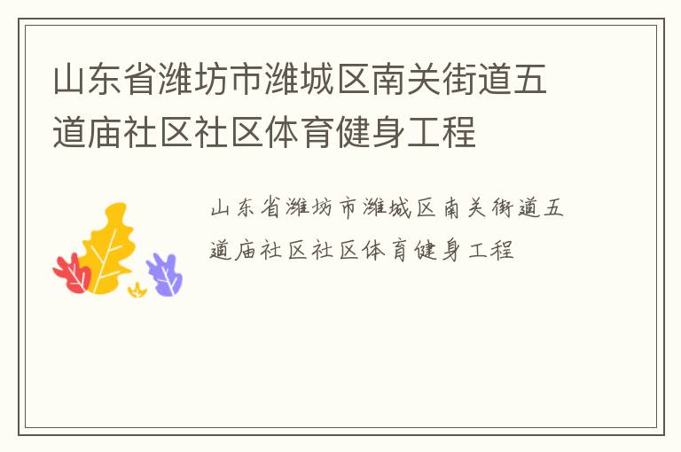 山東省濰坊市濰城區(qū)南關街道五道廟社區(qū)社區(qū)體育健身工程