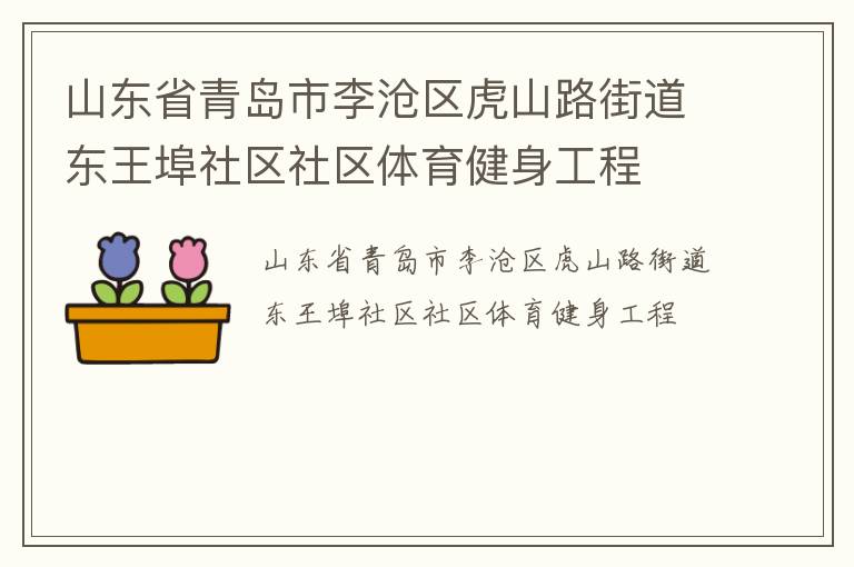 山東省青島市李滄區(qū)虎山路街道東王埠社區(qū)社區(qū)體育健身工程