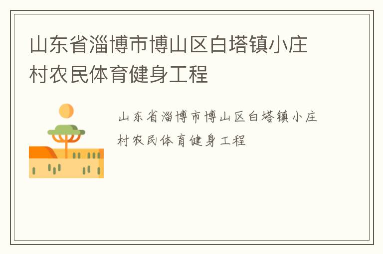 山東省淄博市博山區(qū)白塔鎮(zhèn)小莊村農(nóng)民體育健身工程