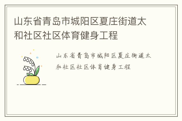 山東省青島市城陽區(qū)夏莊街道太和社區(qū)社區(qū)體育健身工程