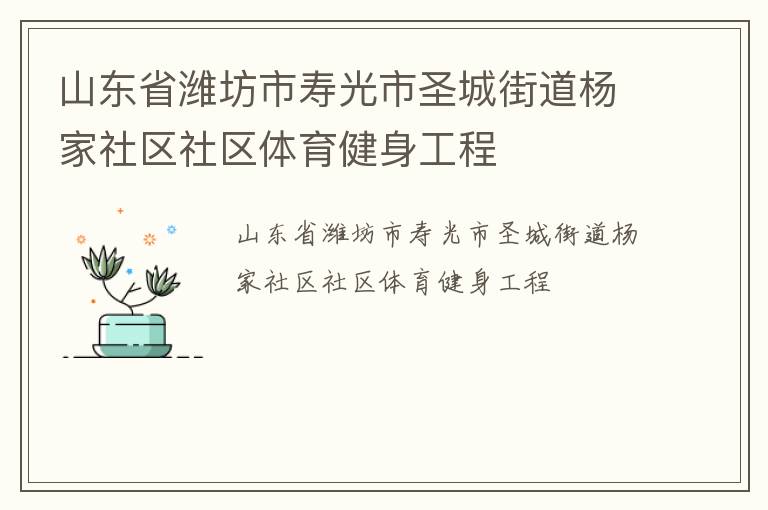 山東省濰坊市壽光市圣城街道楊家社區(qū)社區(qū)體育健身工程