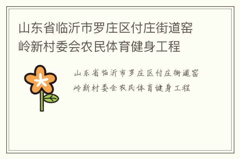 山東省臨沂市羅莊區(qū)付莊街道窯嶺新村委會農(nóng)民體育健身工程