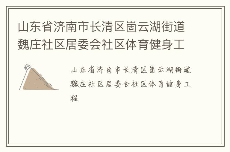 山東省濟南市長清區(qū)崮云湖街道魏莊社區(qū)居委會社區(qū)體育健身工程