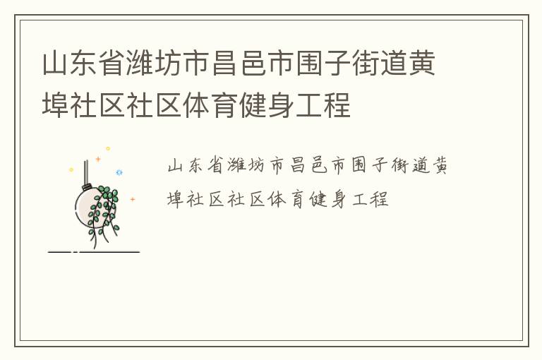 山東省濰坊市昌邑市圍子街道黃埠社區(qū)社區(qū)體育健身工程