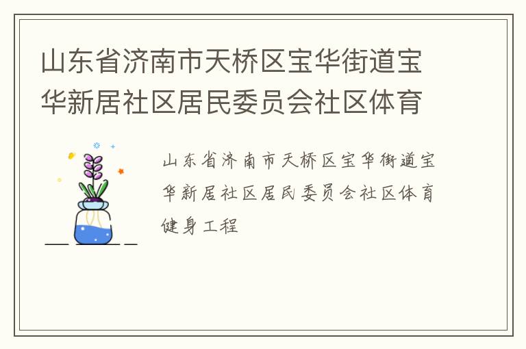 山東省濟(jì)南市天橋區(qū)寶華街道寶華新居社區(qū)居民委員會(huì)社區(qū)體育健身工程