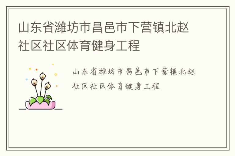 山東省濰坊市昌邑市下營(yíng)鎮(zhèn)北趙社區(qū)社區(qū)體育健身工程