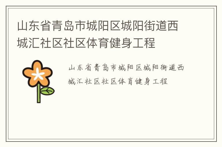 山東省青島市城陽(yáng)區(qū)城陽(yáng)街道西城匯社區(qū)社區(qū)體育健身工程