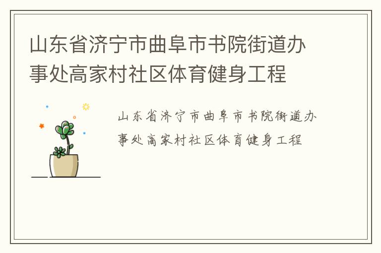山東省濟寧市曲阜市書院街道辦事處高家村社區(qū)體育健身工程