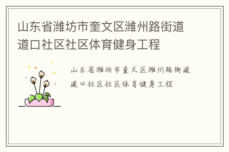 山東省濰坊市奎文區(qū)濰州路街道道口社區(qū)社區(qū)體育健身工程