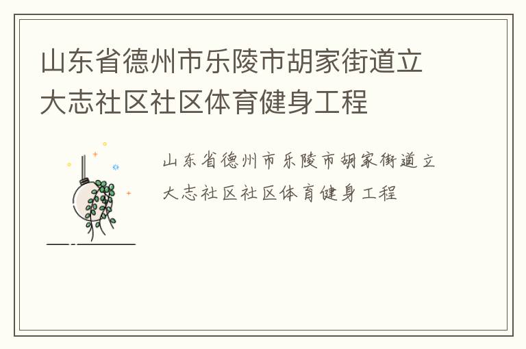山東省德州市樂陵市胡家街道立大志社區(qū)社區(qū)體育健身工程