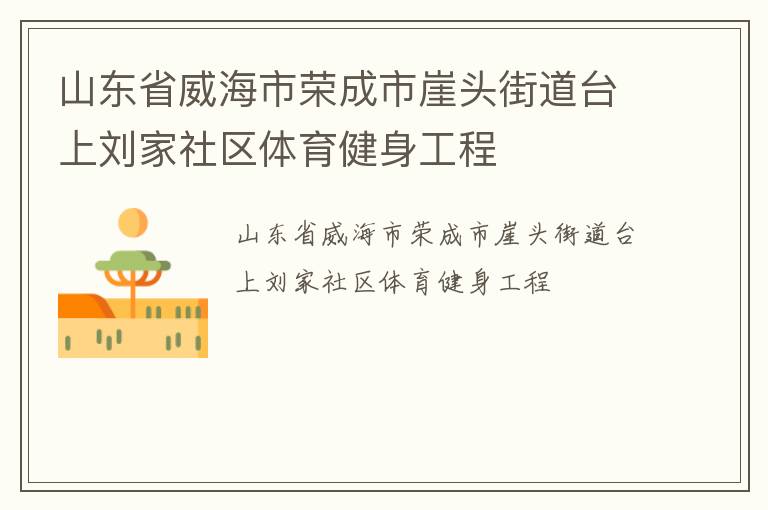 山東省威海市榮成市崖頭街道臺上劉家社區(qū)體育健身工程
