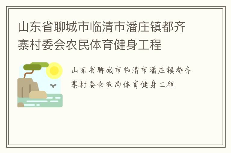 山東省聊城市臨清市潘莊鎮(zhèn)都齊寨村委會農(nóng)民體育健身工程