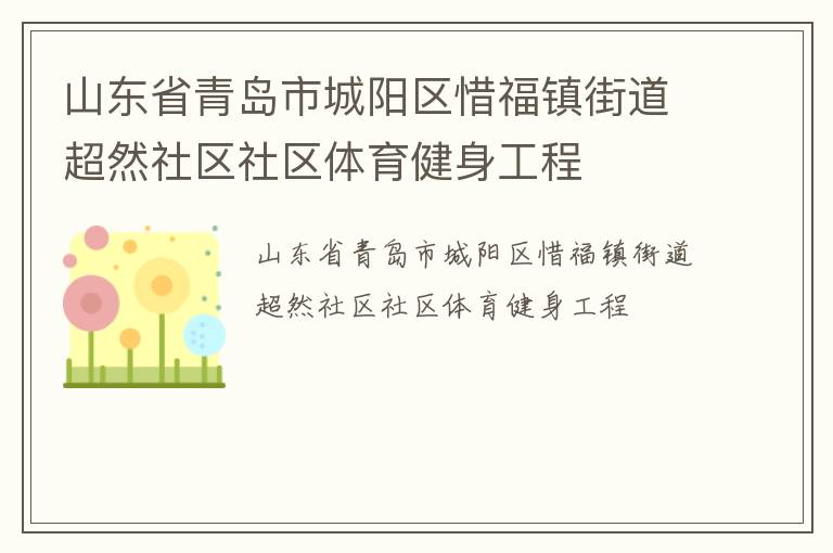 山東省青島市城陽區(qū)惜福鎮(zhèn)街道超然社區(qū)社區(qū)體育健身工程