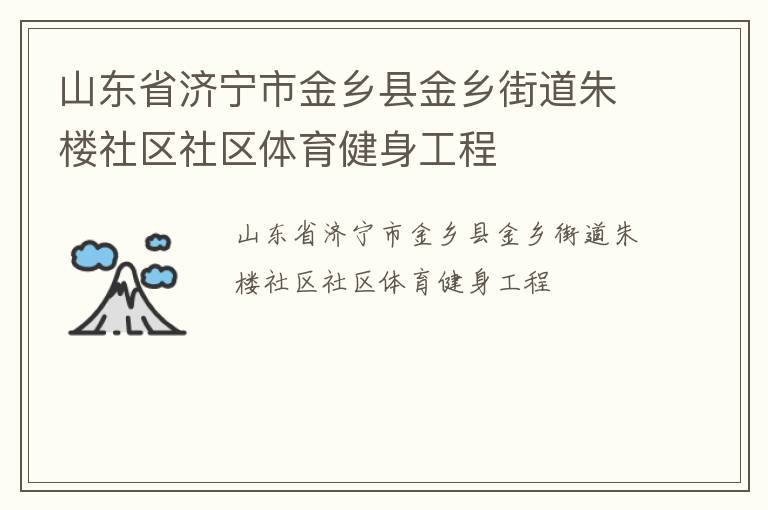 山東省濟寧市金鄉(xiāng)縣金鄉(xiāng)街道朱樓社區(qū)社區(qū)體育健身工程