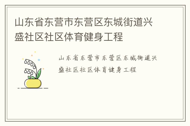 山東省東營(yíng)市東營(yíng)區(qū)東城街道興盛社區(qū)社區(qū)體育健身工程