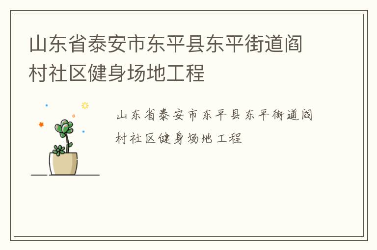 山東省泰安市東平縣東平街道閻村社區(qū)健身場地工程