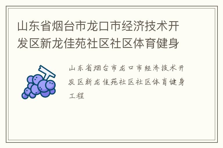 山東省煙臺市龍口市經(jīng)濟技術(shù)開發(fā)區(qū)新龍佳苑社區(qū)社區(qū)體育健身工程