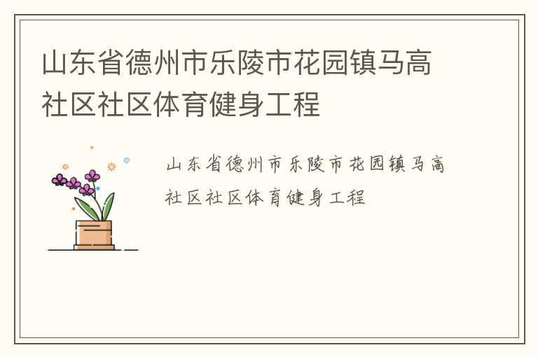 山東省德州市樂(lè)陵市花園鎮(zhèn)馬高社區(qū)社區(qū)體育健身工程