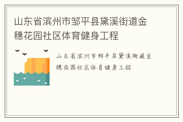 山東省濱州市鄒平縣黛溪街道金穗花園社區(qū)體育健身工程