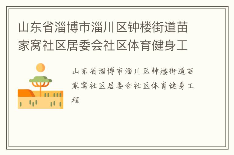 山東省淄博市淄川區(qū)鐘樓街道苗家窩社區(qū)居委會社區(qū)體育健身工程
