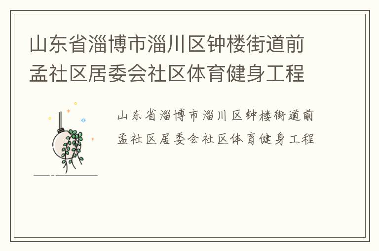 山東省淄博市淄川區(qū)鐘樓街道前孟社區(qū)居委會(huì)社區(qū)體育健身工程