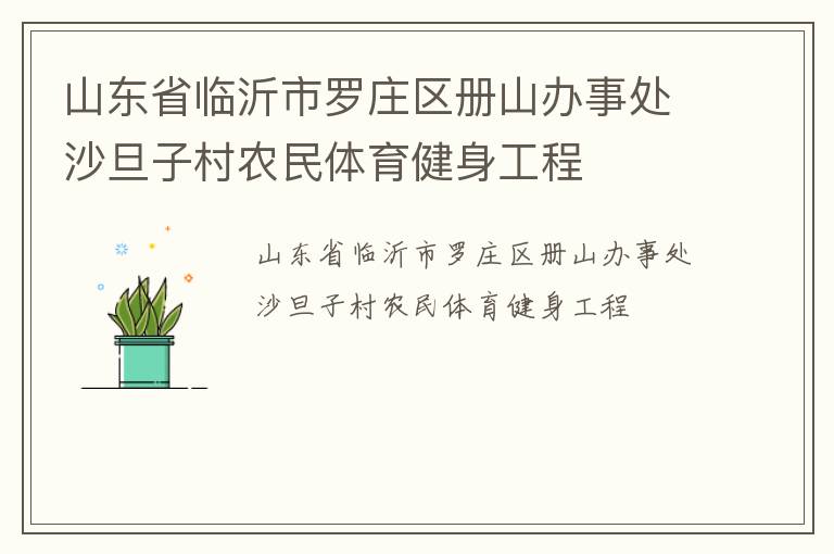 山東省臨沂市羅莊區(qū)冊(cè)山辦事處沙旦子村農(nóng)民體育健身工程