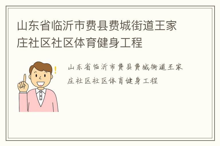山東省臨沂市費縣費城街道王家莊社區(qū)社區(qū)體育健身工程
