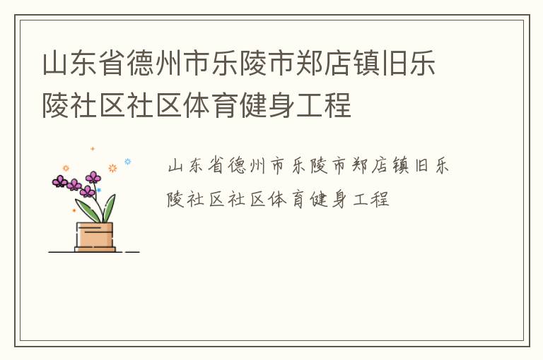 山東省德州市樂陵市鄭店鎮(zhèn)舊樂陵社區(qū)社區(qū)體育健身工程