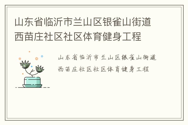 山東省臨沂市蘭山區(qū)銀雀山街道西苗莊社區(qū)社區(qū)體育健身工程