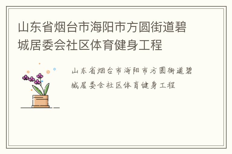 山東省煙臺(tái)市海陽(yáng)市方圓街道碧城居委會(huì)社區(qū)體育健身工程
