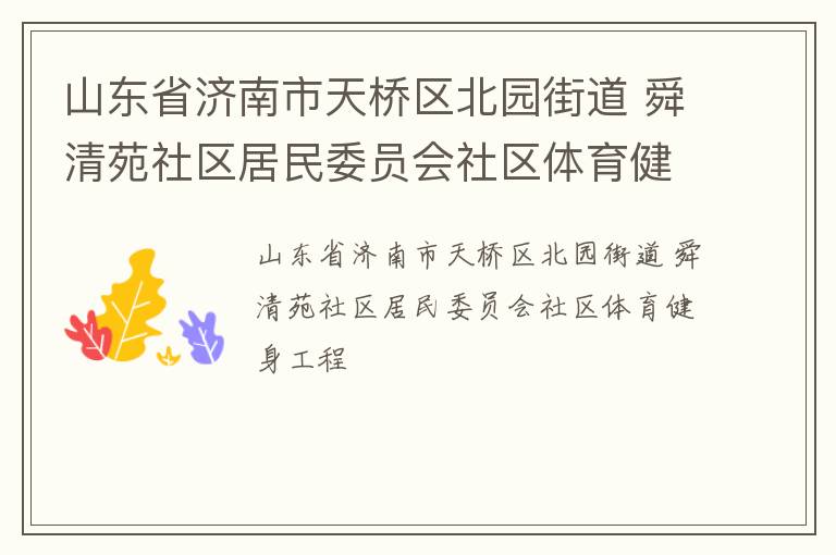 山東省濟(jì)南市天橋區(qū)北園街道 舜清苑社區(qū)居民委員會社區(qū)體育健身工程
