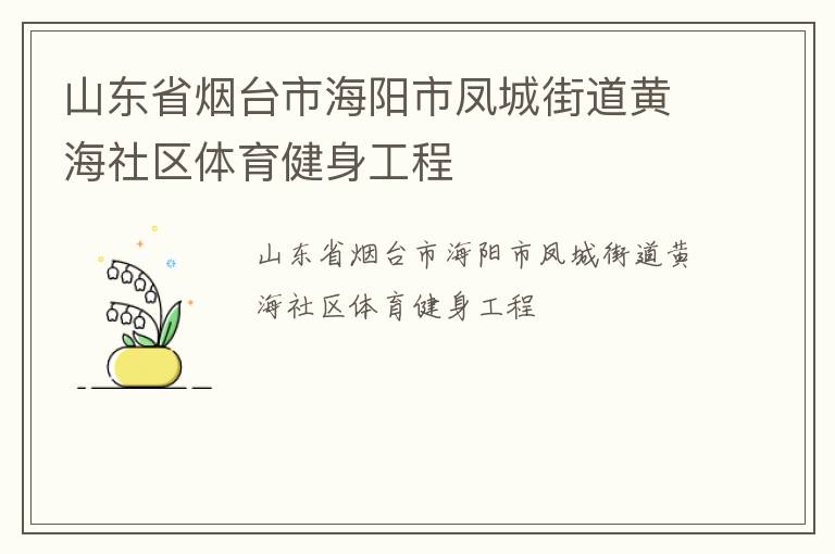 山東省煙臺(tái)市海陽(yáng)市鳳城街道黃海社區(qū)體育健身工程