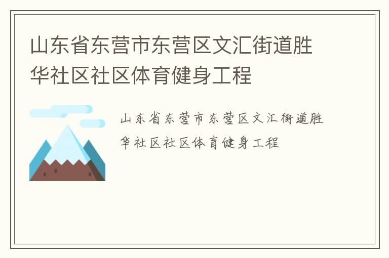 山東省東營(yíng)市東營(yíng)區(qū)文匯街道勝華社區(qū)社區(qū)體育健身工程