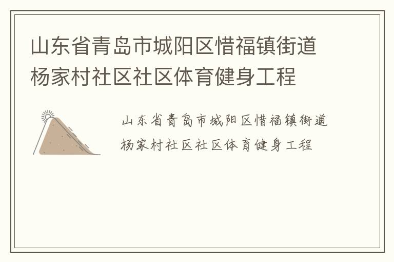 山東省青島市城陽區(qū)惜福鎮(zhèn)街道楊家村社區(qū)社區(qū)體育健身工程