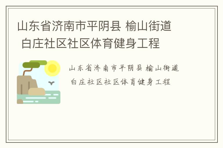 山東省濟南市平陰縣 榆山街道  白莊社區(qū)社區(qū)體育健身工程