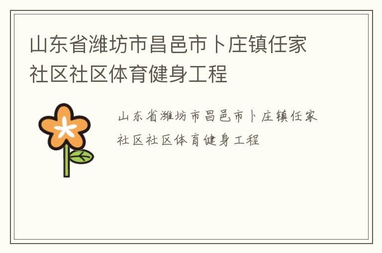 山東省濰坊市昌邑市卜莊鎮(zhèn)任家社區(qū)社區(qū)體育健身工程