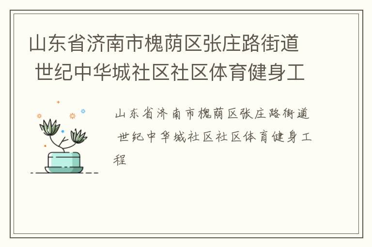 山東省濟南市槐蔭區(qū)張莊路街道 世紀中華城社區(qū)社區(qū)體育健身工程