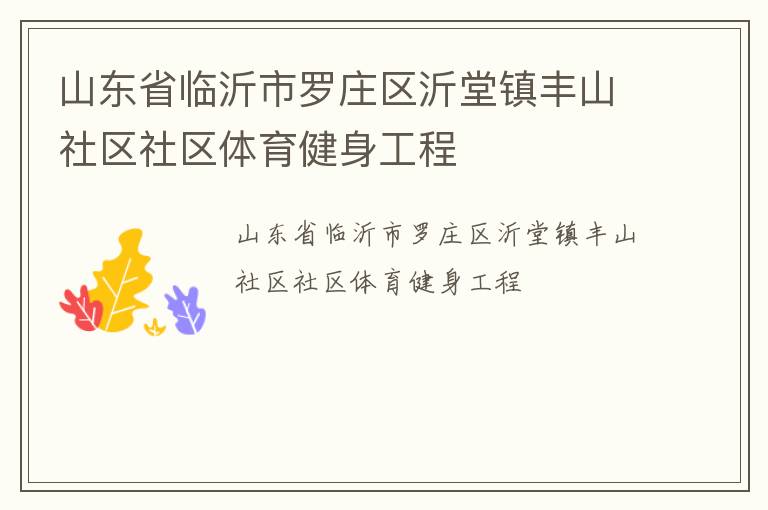 山東省臨沂市羅莊區(qū)沂堂鎮(zhèn)豐山社區(qū)社區(qū)體育健身工程