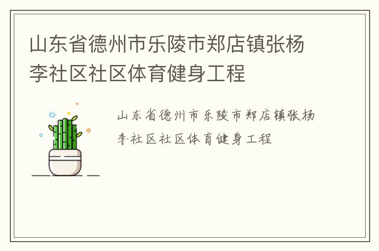 山東省德州市樂陵市鄭店鎮(zhèn)張楊李社區(qū)社區(qū)體育健身工程