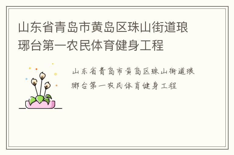 山東省青島市黃島區(qū)珠山街道瑯琊臺(tái)第一農(nóng)民體育健身工程