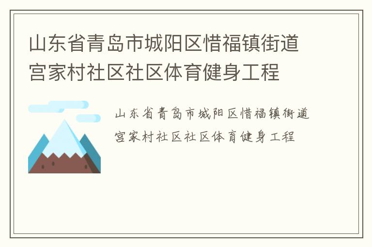 山東省青島市城陽(yáng)區(qū)惜福鎮(zhèn)街道宮家村社區(qū)社區(qū)體育健身工程
