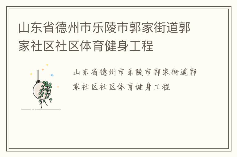 山東省德州市樂陵市郭家街道郭家社區(qū)社區(qū)體育健身工程